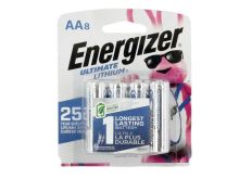 Energizer Ultimate L91 BP-8 AA 3000mAh 1.5V High Energy 5A Lithium (LiFeS2) Button Top Batteries - 8 Pack Retail Card