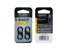 Nite Ize S-Biner MicroLock - Stainless Steel Double-Gated Carabiner with Twisting Lock - 2 Pack - Black (LSBM-01-2R3)
