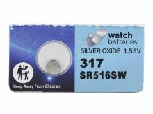 Murata SR516SW 317 11.5mAh 1.55V Silver Oxide Watch Battery - 1 Piece Tear Strip, Sold Individually