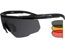 Wiley X Saber Advanced Changeable Sunglasses with High Velocity Protection - Matte Black Frame with Smoke Grey - Light Rust - Vermillion Lens Kit (309)