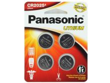 Panasonic CR2025 165mAh 3V Lithium (LiMnO2) Coin Cell Battery - 4 Piece Standard Size Carded Packaging