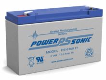 Power-Sonic AGM General Purpose PS-6100 12Ah 6V Rechargeable Sealed Lead Acid (SLA) Battery - F1 or F2 Terminal
