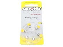 Rayovac R-10AE-60 MF (6PK) Size 10 1.45V Zinc Air Yellow Hearing Aid Battery - 6 Pack Retail Card