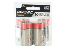 Rayovac Fusion 813-4T D-cell 1.5V Alkaline Button Top Batteries - 4 Piece Retail Card