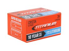 Titanium Innovations CR123A (12PK) 1600mAh 3V 3A Lithium Primary (LiMNO2) Button Top Photo Batteries, 2 Pack Rapid Reload Shrink - Box of 12