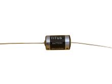 Titus ER14250M-AX 1/2 AA 750mAh 3.6V Lithium Thionyl Chloride (LiSOCI2) Spiral Wound Button Top Battery with Axial Leads - Bulk