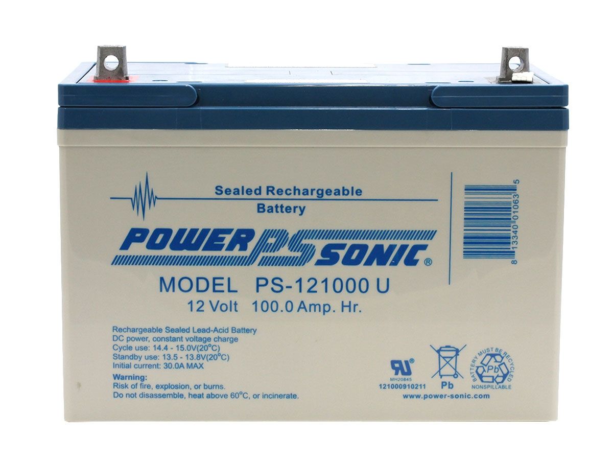 Power-Sonic AGM General Purpose PS-121000 100Ah 12V Rechargeable Sealed  Lead Acid Battery - T6 Terminal