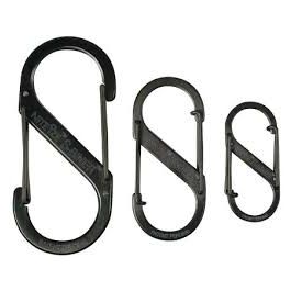Nite Ize SBP2-03-01BG S-Biner Plastic Double-Gated Carabiner Clip, Black/Black Gates, Size #2