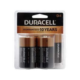 Duracell Coppertop Duralock MN1300-R4 D-cell 1.5V Alkaline Button Top  Batteries (MN1300R4) - 4 Piece Clam Shell