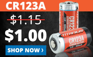 Titanium Innovations CR123A Banner for $1.00 